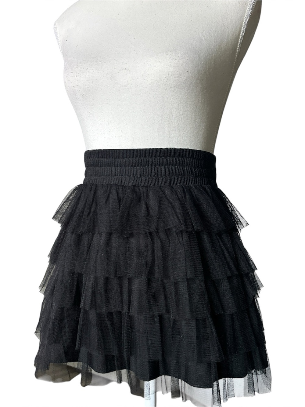 Y2K Grunge “Seductions” Black Mesh Tiered Style High Waist Mini Skirt